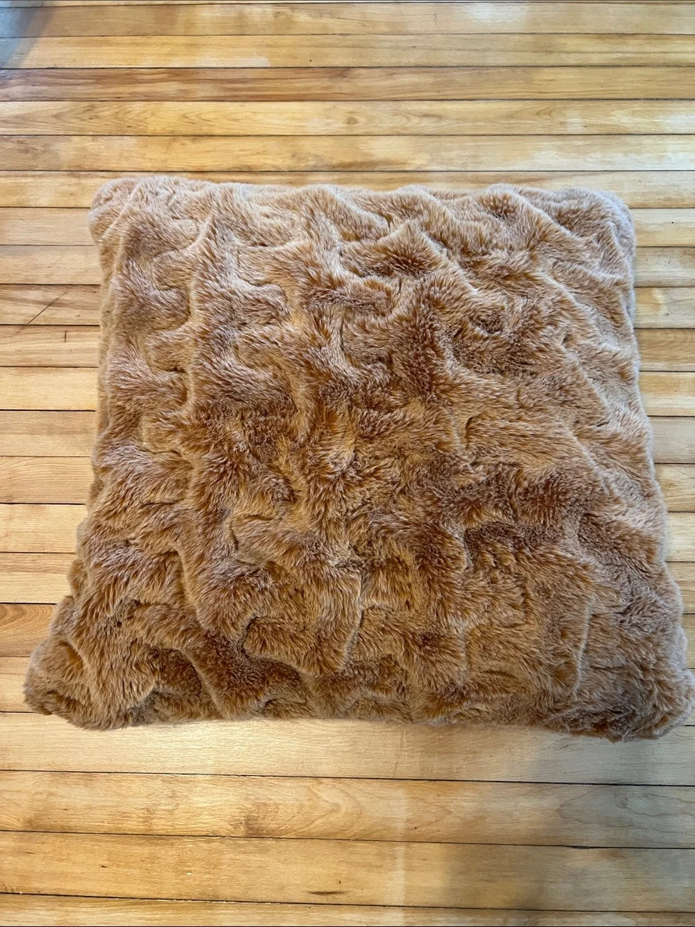 Anthropologie Luxe Sculpted Faux Fur Pillow Bronze Down Filled Large Soft
